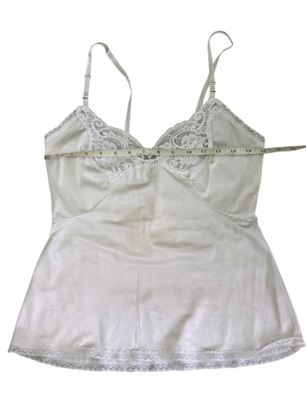 Vintage White Lace Trim Camisole Slip Top With Adjustable Straps Womens Small - Picture 9 of 16